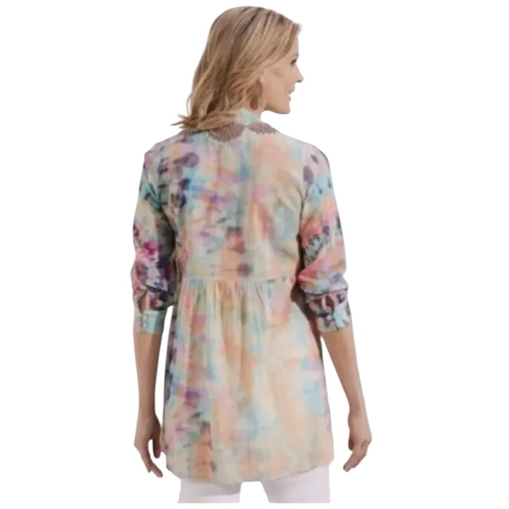 Soft Surroundings Bazille Pastel Tie Dye Tunic Top XL extra large petite - Picture 3 of 8